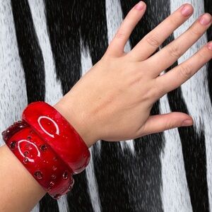 Deadstock Red Bangle Bracelet Set
